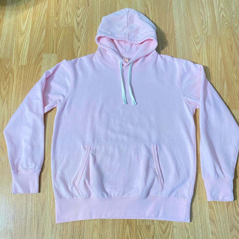 Sz M Fleece Factory Pink Hoodie
